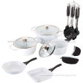 Cookware Set with Ceramic Coating, One Pair of Cotton Mittens and Seven Pieces of Kitchen Tools